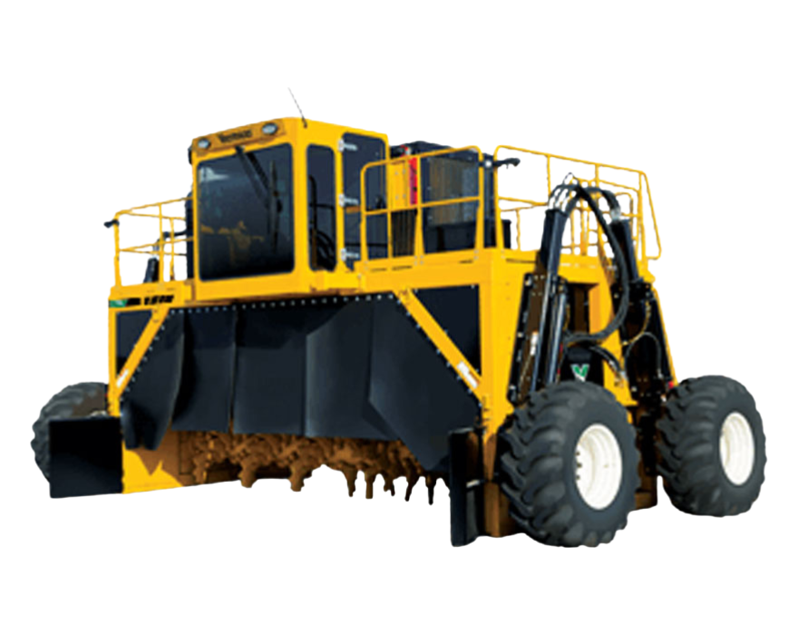 A yellow Vermeer CT718 compost turner