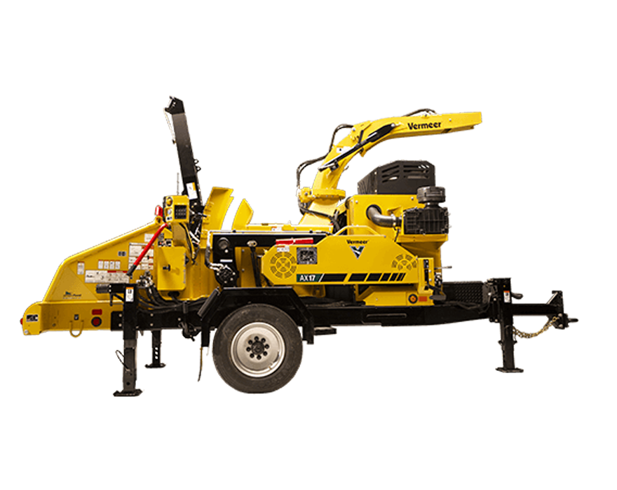 A cutout image of a Vermeer AX17 brush chipper.