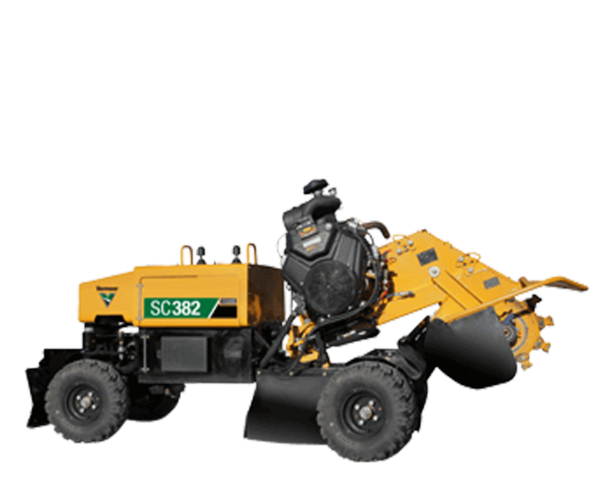 A cutout image of a Vermeer sc382 stump cutter.