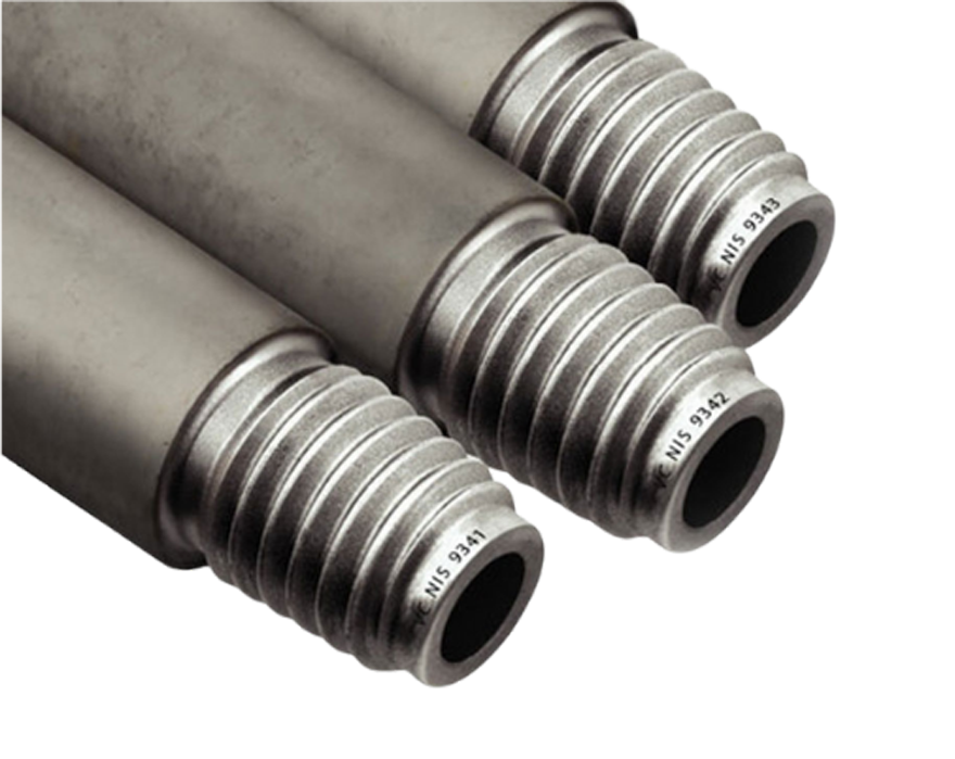 A cutout image of three drill rods.