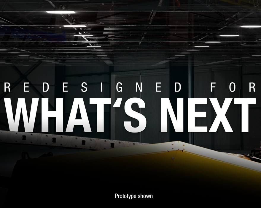 A graphic that says redesigned for what's next