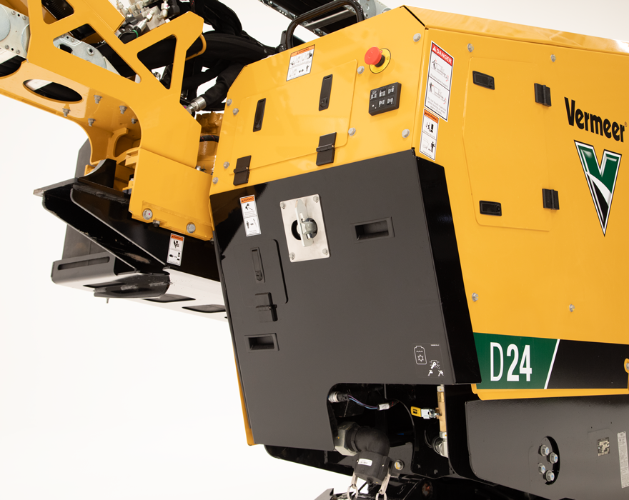 Close up shot of the back of a Vermeer D24 drill