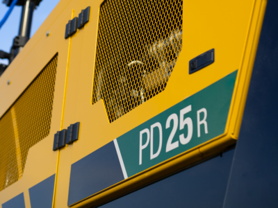 Up close shot of the side of a PD25R pile driver