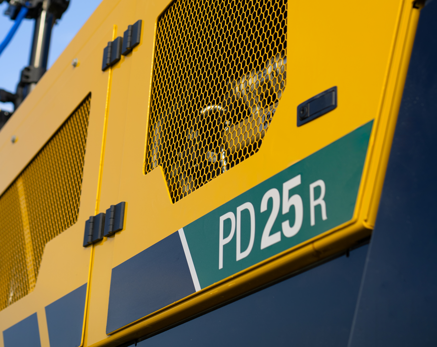 Up close shot of the side of a PD25R pile driver