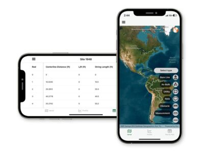 A screen showing a map and a chart on the boreplan app