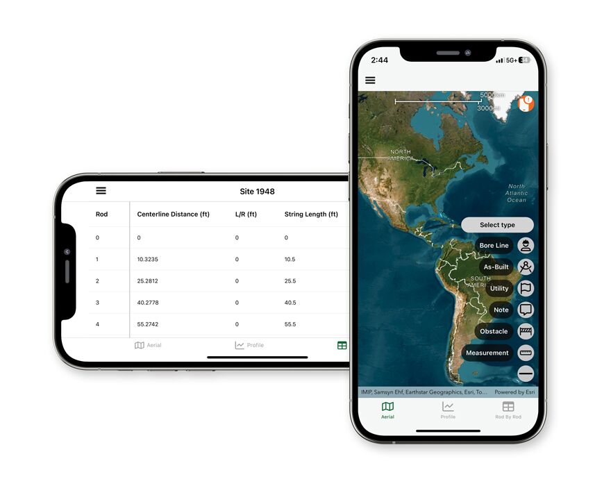 A screen showing a map and a chart on the boreplan app