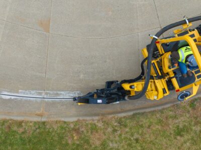 Vermeer microtrencher on a jobsite